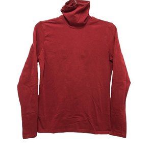 Eddie Bauer Red Turtleneck M Cotton Spandex Blend Long Sleeve Women's